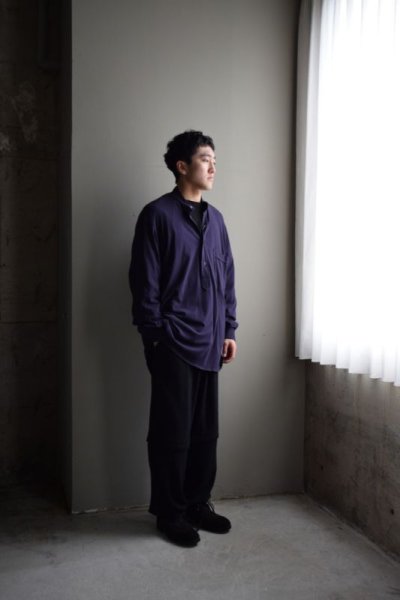 画像1: COMOLI (コモリ) ジャージ プルオーバーシャツ [NAVY]