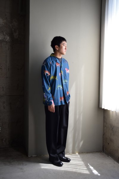 画像1: m's braque (エムズ ブラック) LONG SLEEVE ALOHA SHIRT [MULTI COLOR TIGERS]