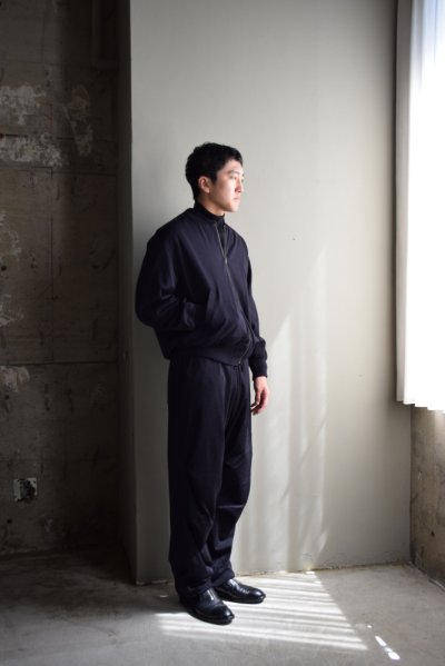 画像1: COMOLI (コモリ) ウールニット ジップブルゾン [NAVY]