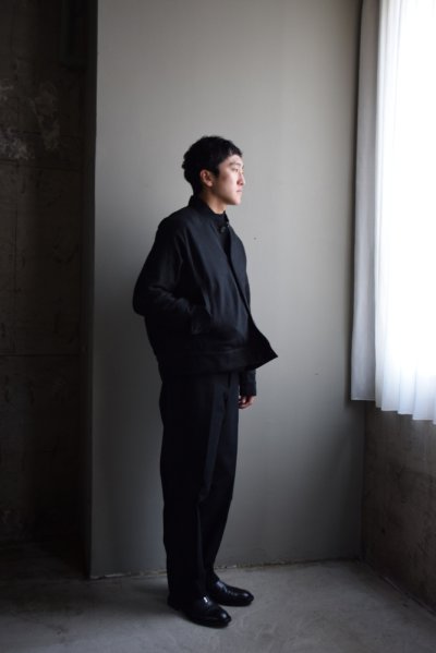 画像1: nonnotte (ノノット) Draping Bias Sleeve Blouson [Deep Black]