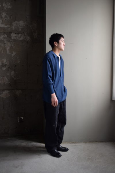 画像1: WALENODE (ウェルノード) Paper & Recycled polyester Skipper knit wear [Blue]