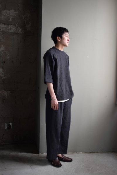 画像1: WALENODE (ウェルノード) Paper boucle Uncle pants [Charcoal]