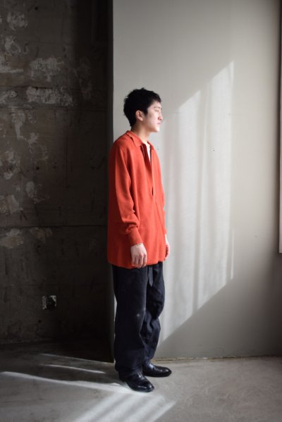 画像1: WALENODE (ウェルノード) Paper & Recycled polyester Skipper knit wear [Red]