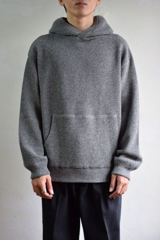 SALE】crepuscule (クレプスキュール) Moss stitch hoodie [Black]