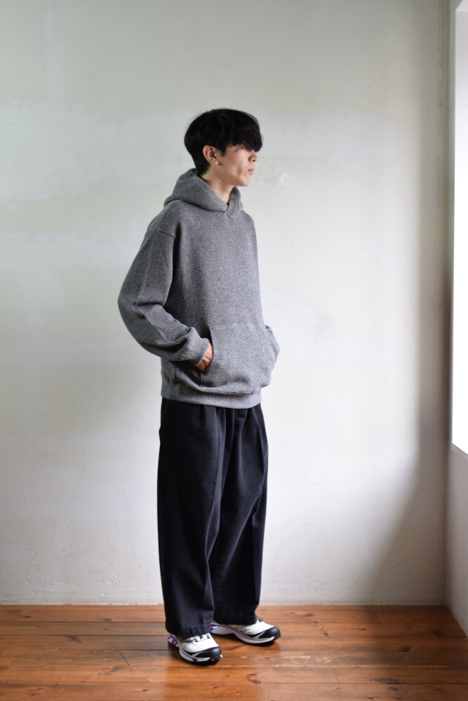 SALE】crepuscule (クレプスキュール) Moss stitch hoodie [Black]