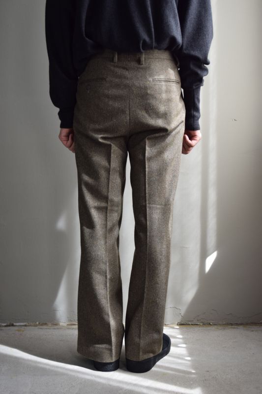 m's braque (エムズ ブラック) NEW FLARE PANTS [Mix Tweed Khaki]