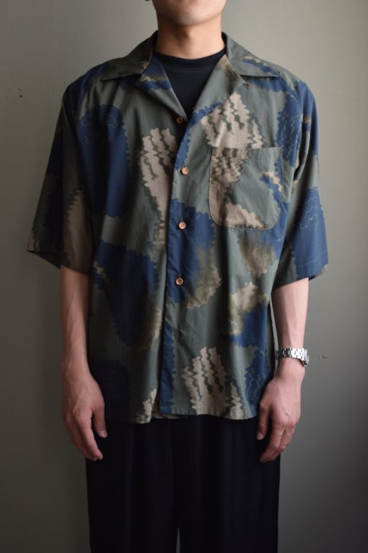 m's braque (エムズ ブラック) Raglan Sleeve ALOHA SHIRT [Green 